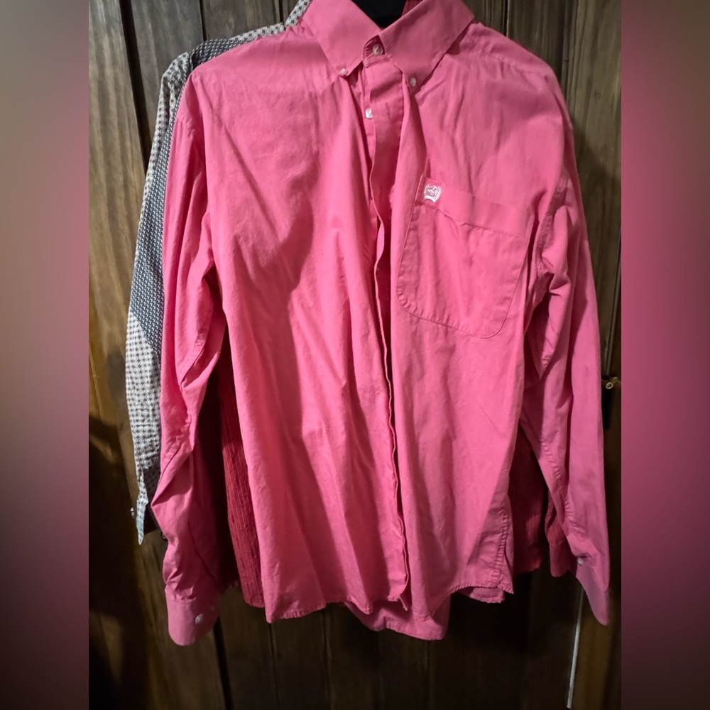CINCH Mens tough enough to wear pink Long Sleeve Button Down Shirt Small
